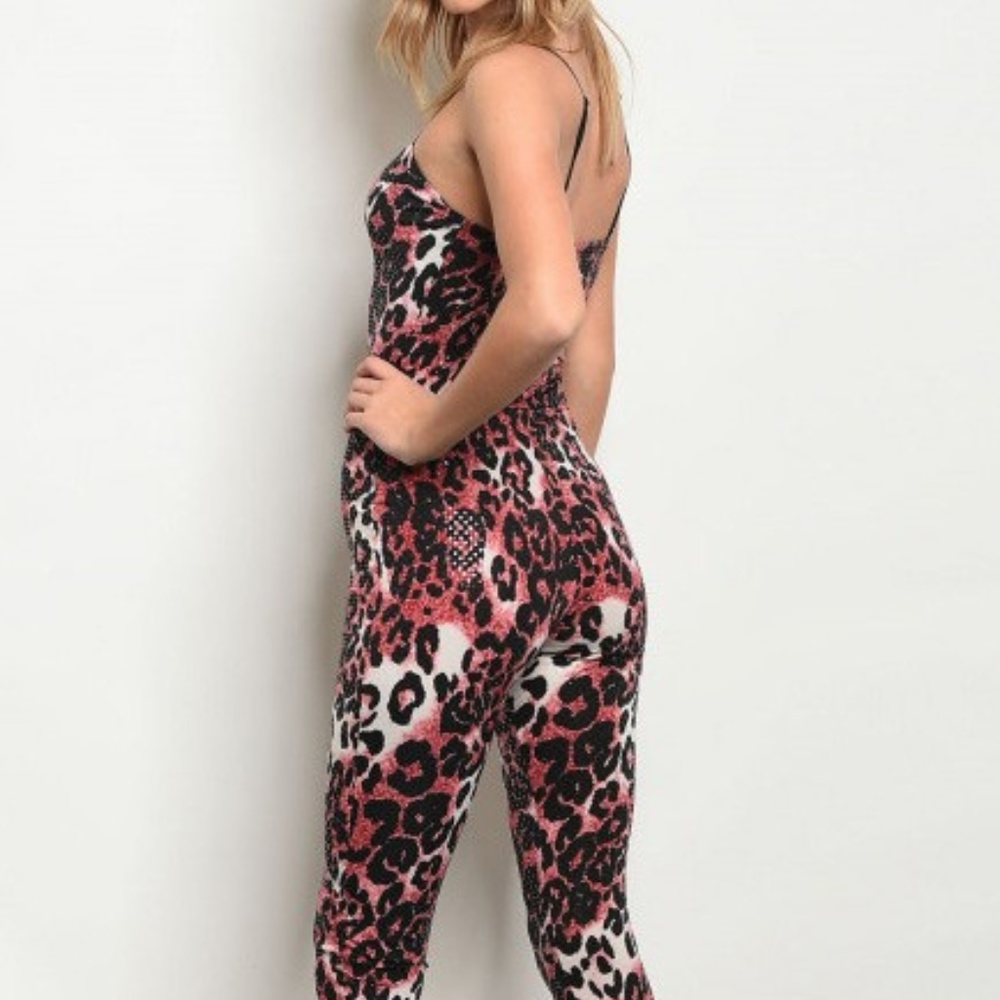 Sleeveless leopard shimmer jumpsuit - Picture 4 of 4